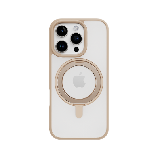 Rock Iphone 16 Pro Bej Soft Rotating MagSafe Stantlı Kılıf resmi